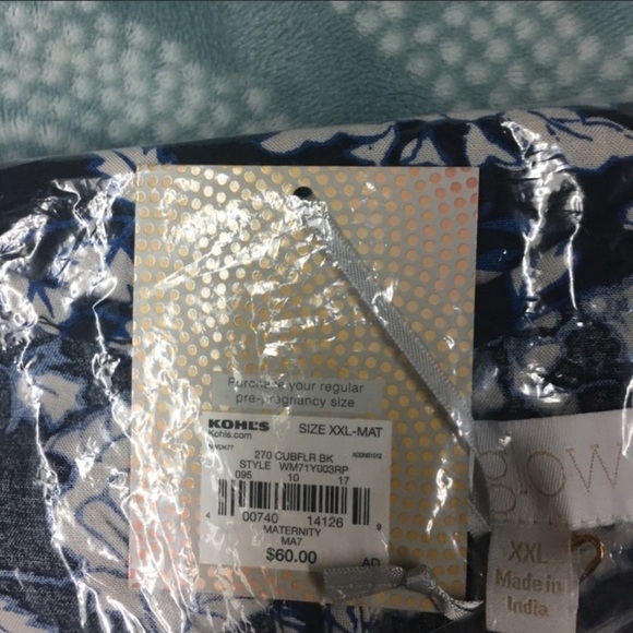 A:glow Maternity smocked print midi dress NWT - Picture 3 of 5